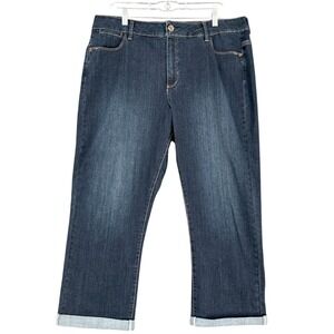 Santana Jeans Size 16 Womens Dark Wash Denim Cropped Cuff‎ Casual Pants